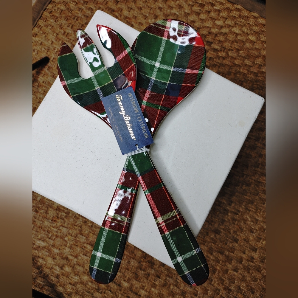 Tommy Bahama Plaid Melamine Serving Set